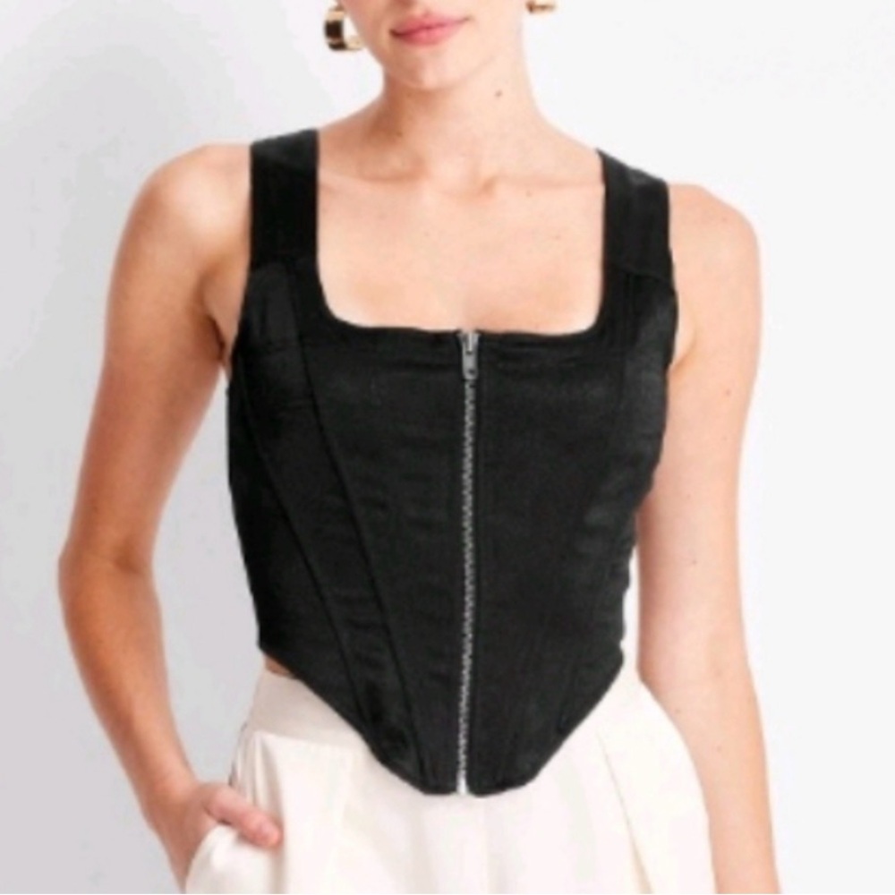 Future Collective zippered corset top Kahlana Barfield Brown 10 NWT
